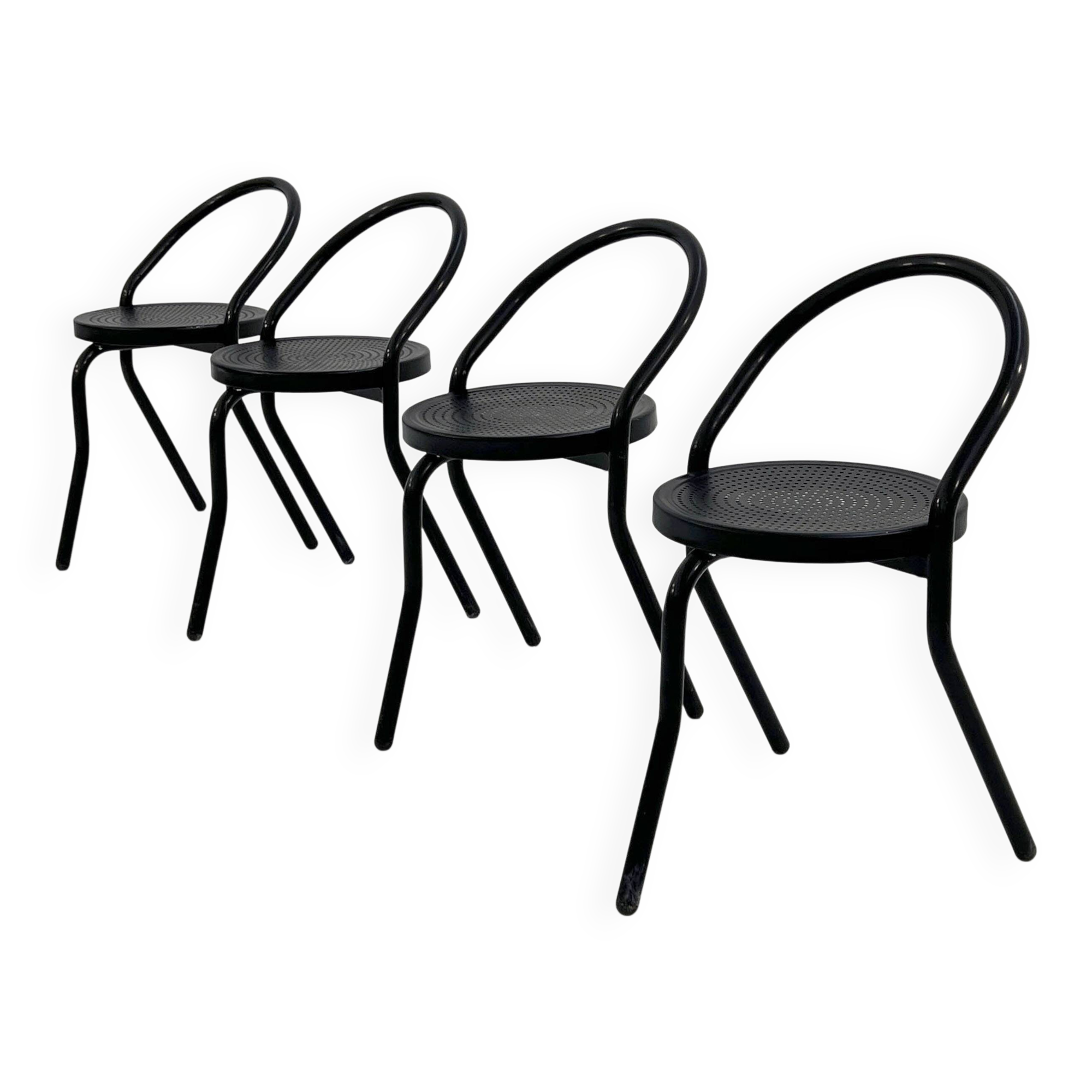 4 chaises postmodernes en métal, 1980