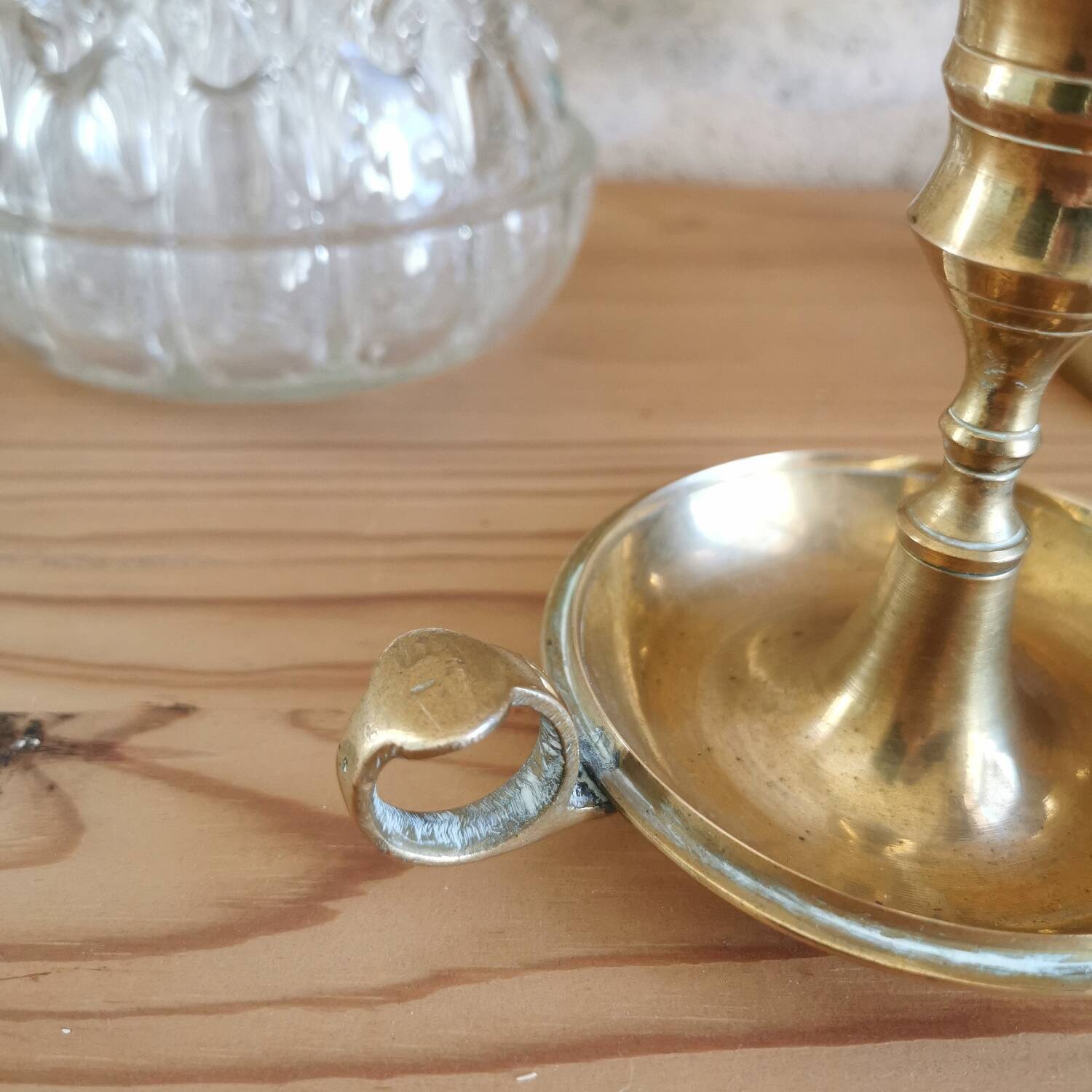 Vintage candle holder, brass cellar rat