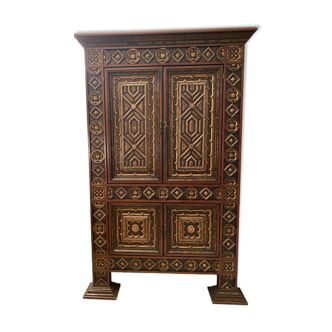 Spanish Renaissance wardrobe inspired by Byzantine polychrome wood with gold gilding