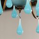 5-light chandelier in brass and blue opaline, 1950s