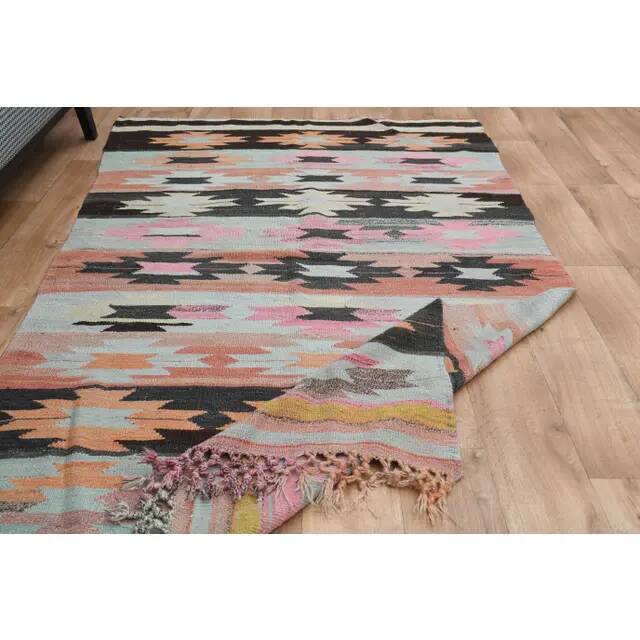 Colorful Geometric Pattern Woven Kilim Runner Rug 143x234