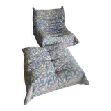 Shoe cabinet with its pouf by Michel Ducaroy for Ligne Roset.