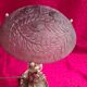 Louis XV bronze lamp rocaille style 34x25, molded glass lampshade signed Stella