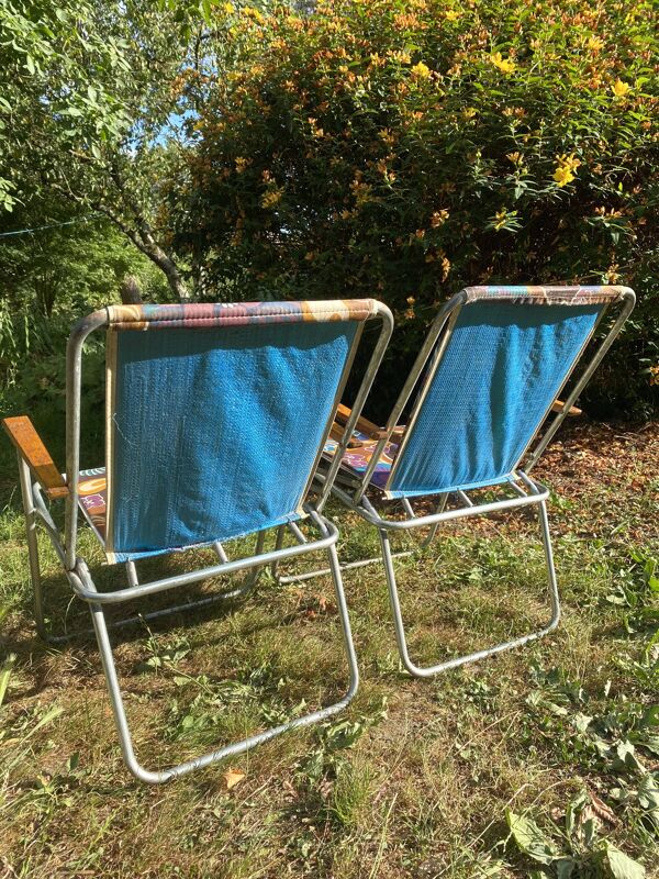 Chaises de camping pliantes années 70 , chaises de jardin terrasse