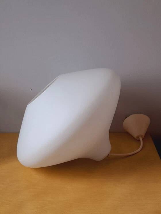 Scandinavian opaline glass onion pendant light 1950
