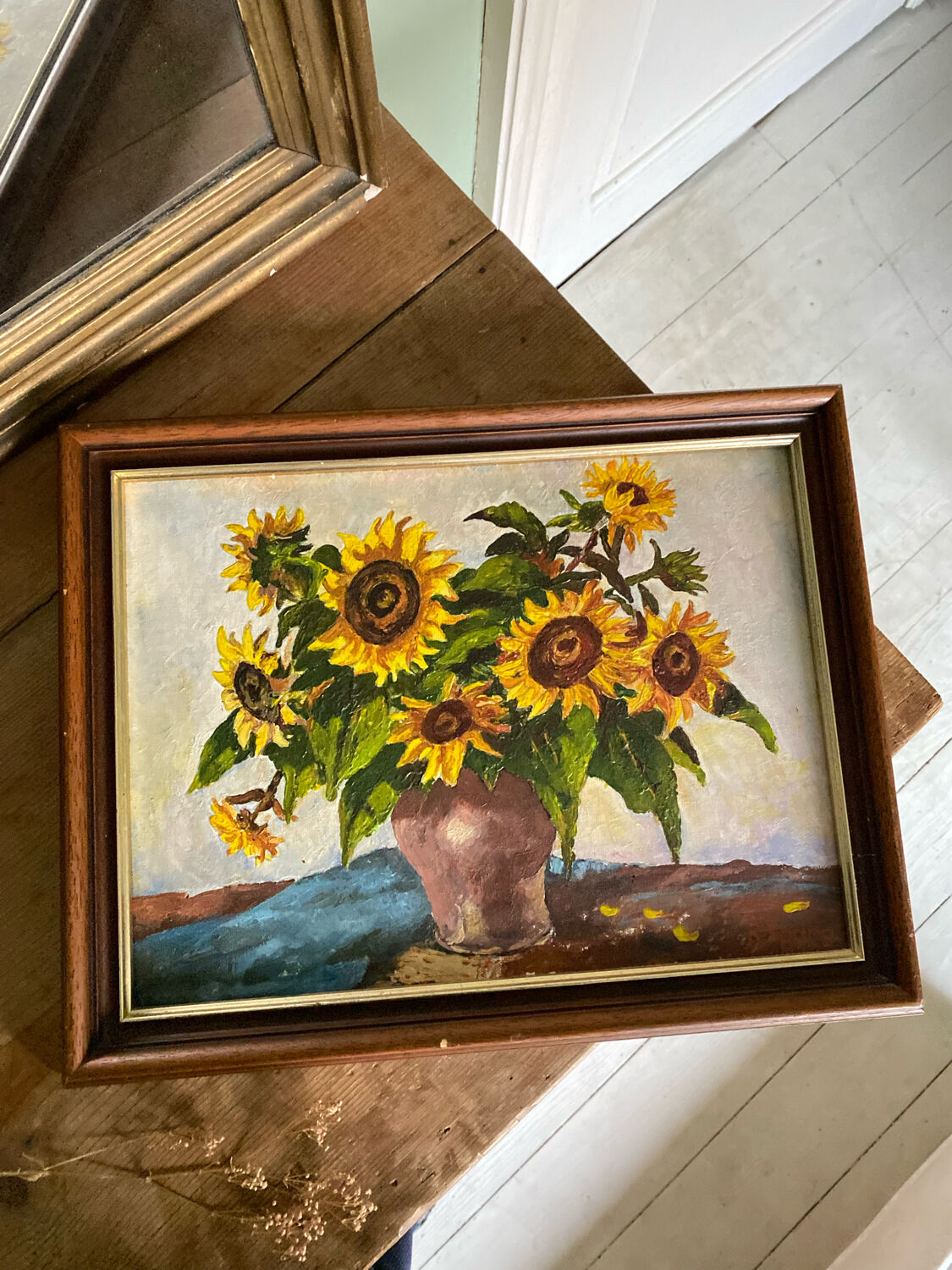 Signed painting bouquet of sunflowers 1985