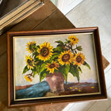 Signed painting bouquet of sunflowers 1985