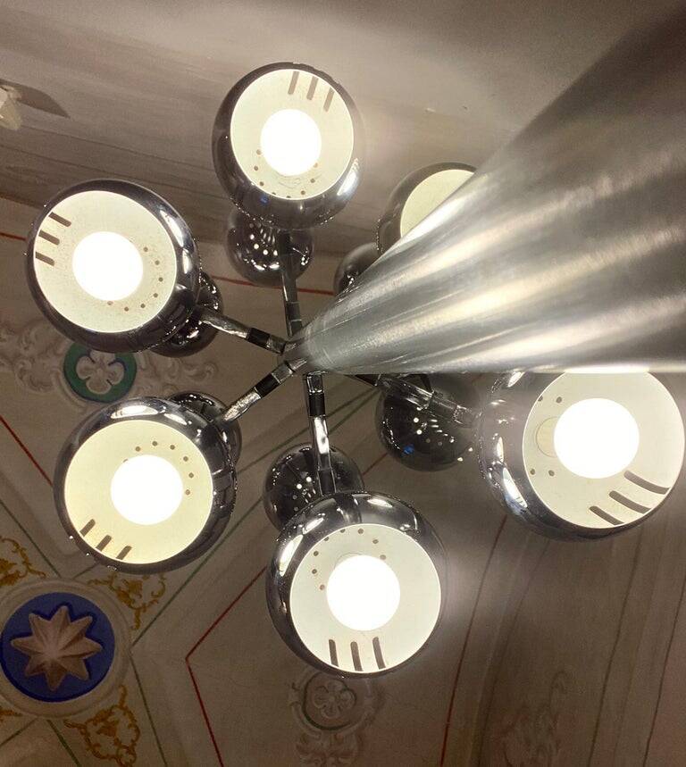 Lampadaire Space Age chromé, Italie 1970