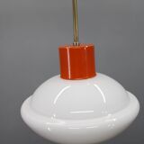 1970s Czechoslovak mid-century orange opaline glass pendant lamp