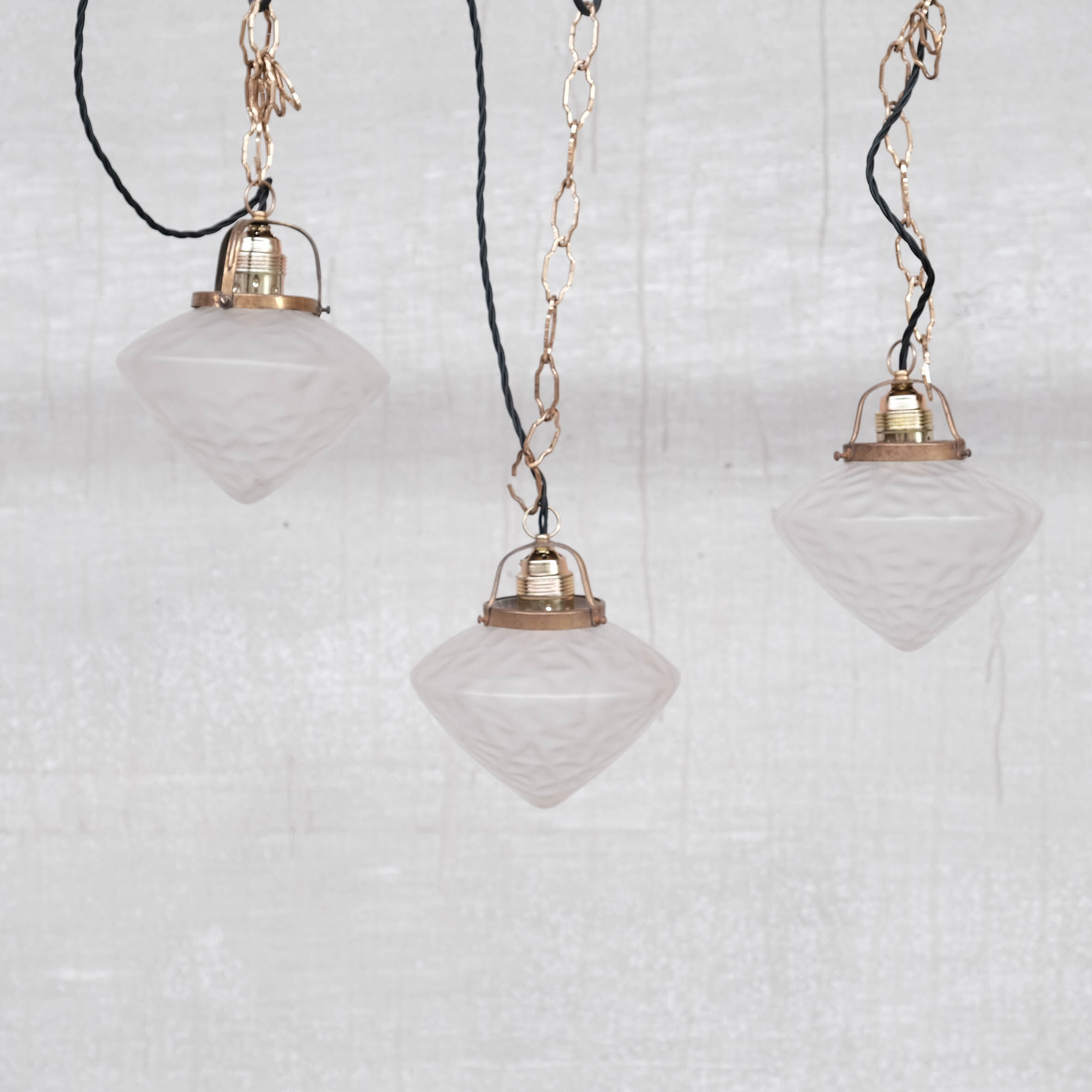 Mid-century opaque glass and brass pendant