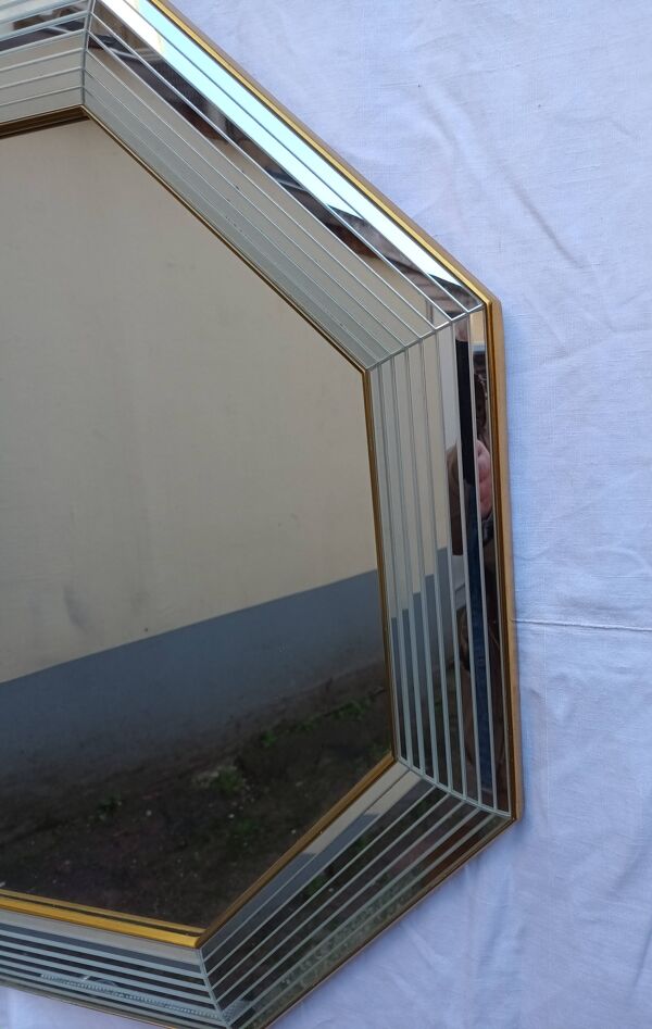 Miroir octogonal Belge ''Miroir Deknudt'' des années 80
