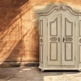 White and gray painted cabinet