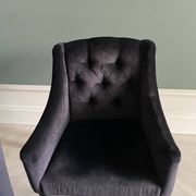 set of 8 upholstered dining chairs in black velvet