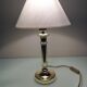 Brass lamp and lampshade fabric ecru / vintage 70s