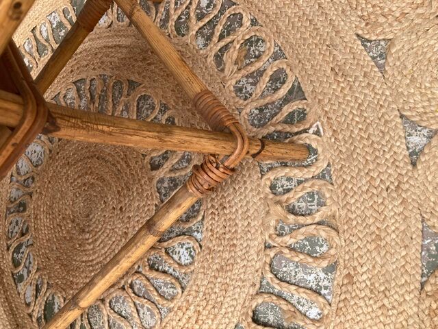 Rattan coffee table and ceramics