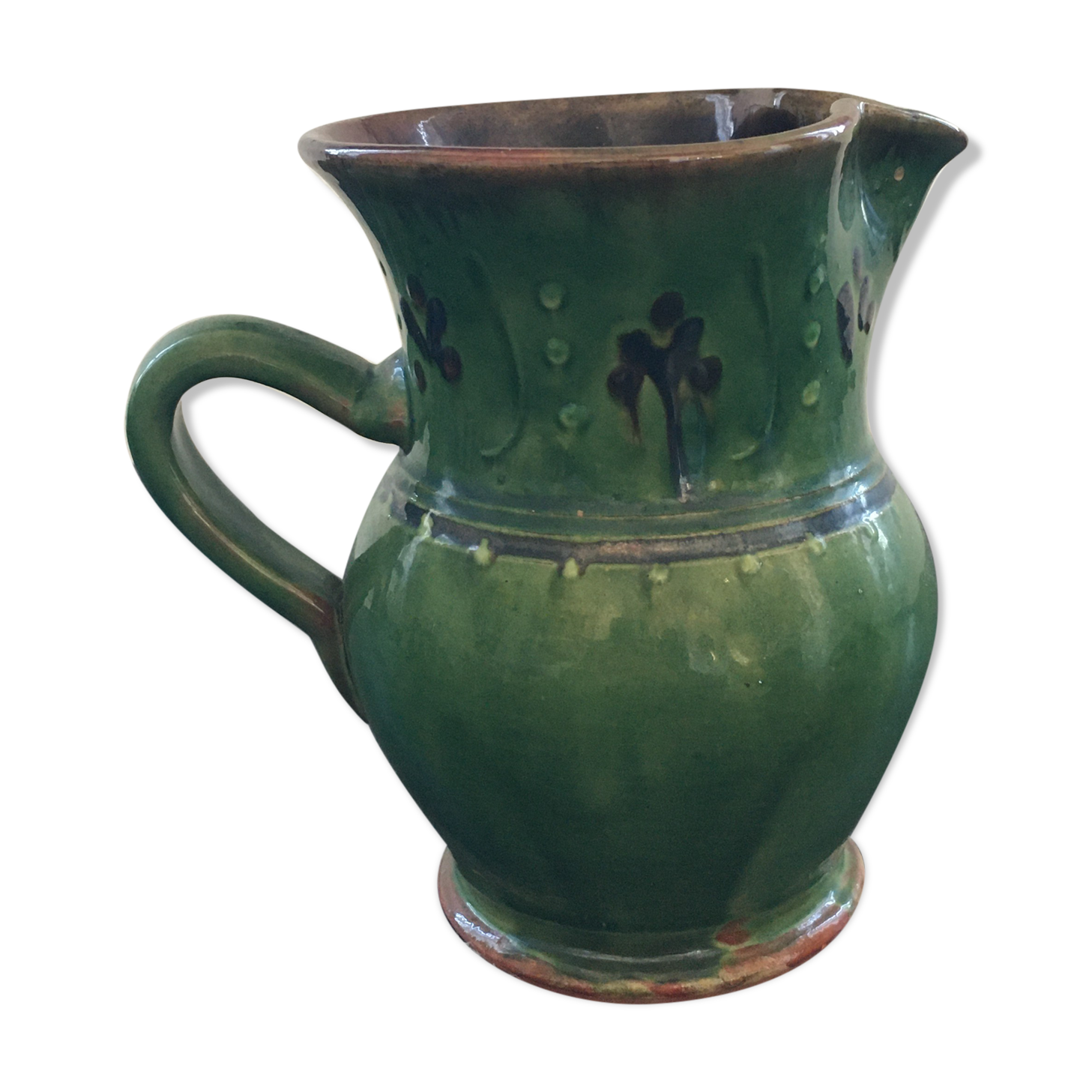 Olive green Provençal pitcher