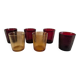 6 vintage glasses Lever France amber and ruby from the 1970s