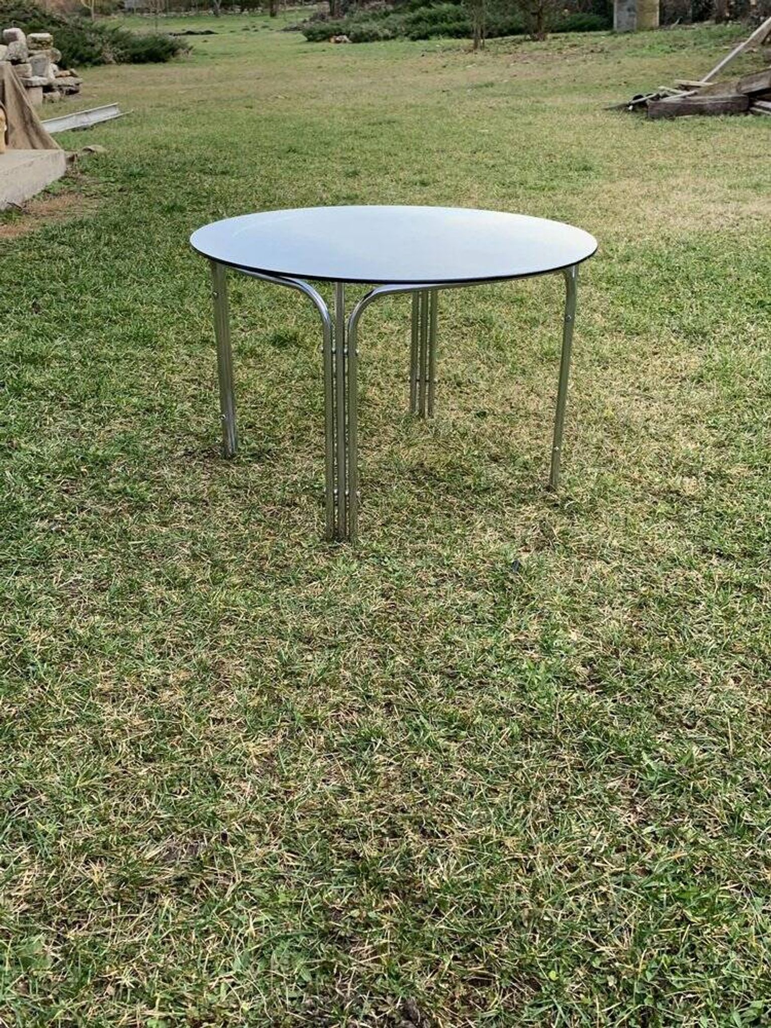 Table basse tubulaire en chrome, années 1960