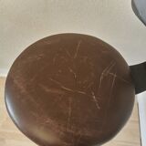 Chaise de bar vintage en métal faite à la main : siège pivotant en cuir à hauteur réglable