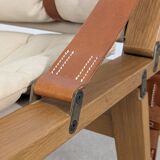 Fauteuil danois avec sangles en toile et cuir, XXe siècle