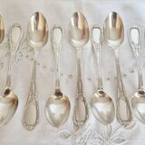 Dessert spoons, silver teaspoons, "white metal"