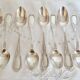 Dessert spoons, silver teaspoons, "white metal"