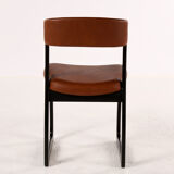 Set of 4 vintage wood and skai sled chairs