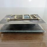 Case for matches in pewter, brass and email signed "latappy" 1970