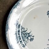 Léon Graves round dish in blue ironstone, "Oeillets" service