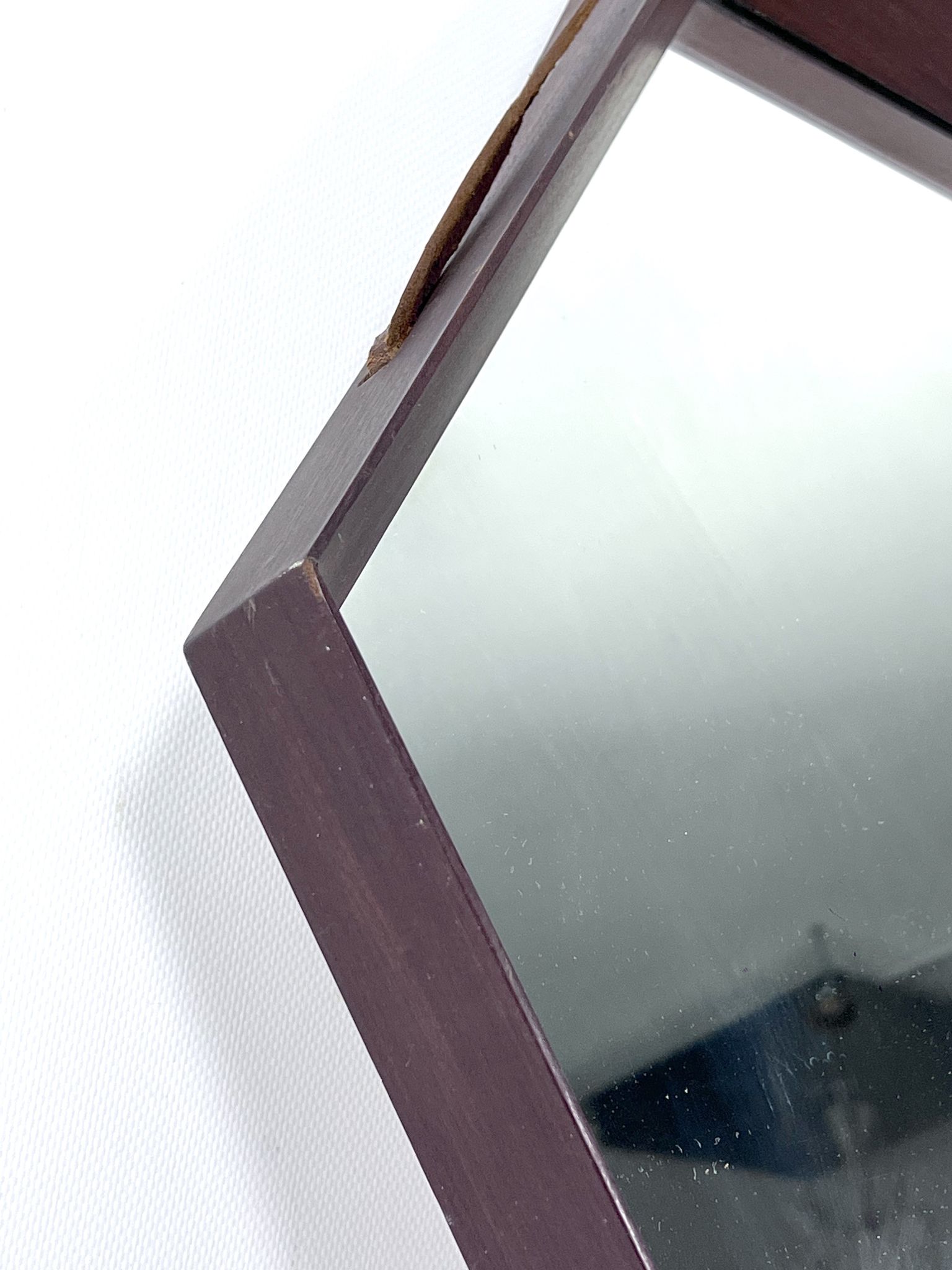 Italian Mid-Century Hexagonal wood wall mirror