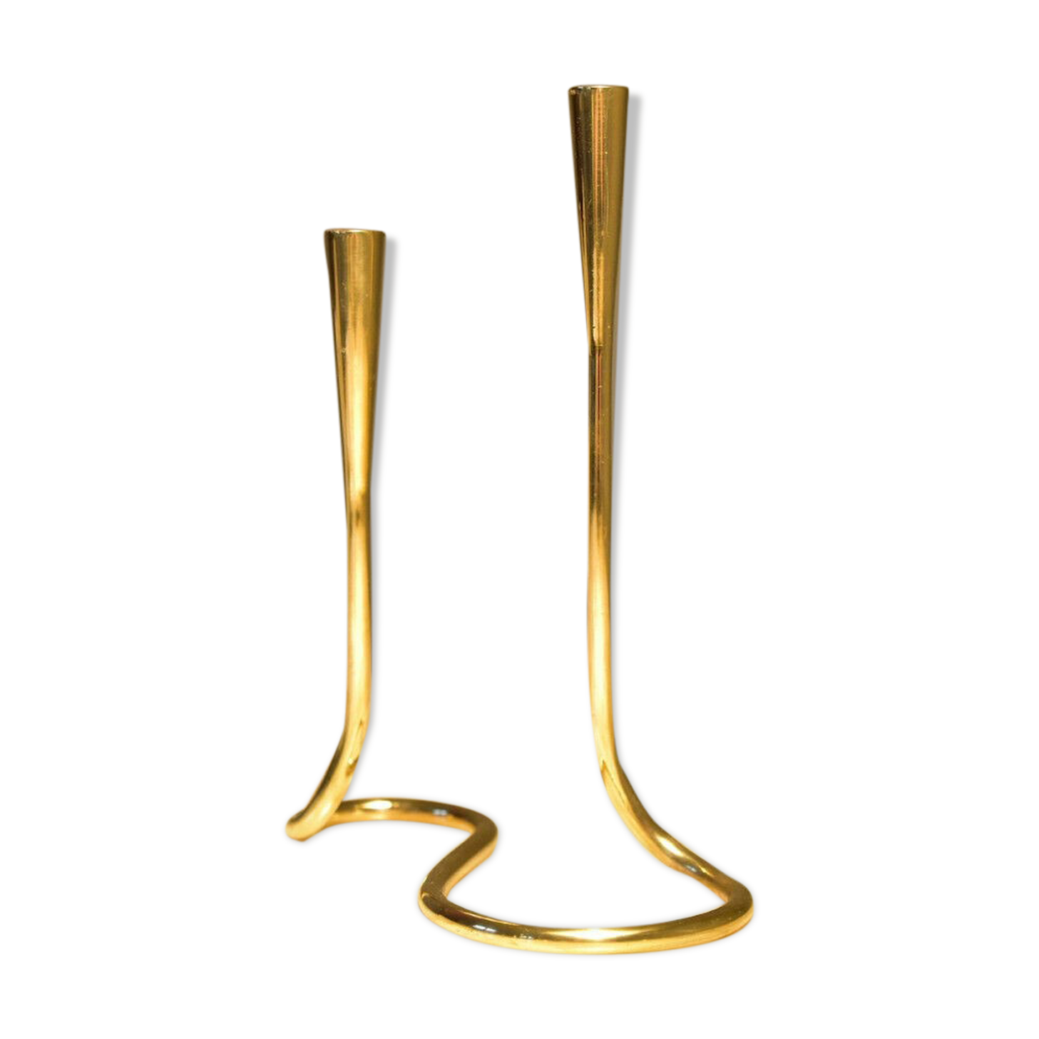 1950's German Serpentine Brass Candlesticks