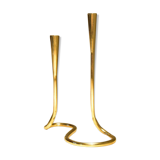 1950's German Serpentine Brass Candlesticks