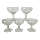 Lot de 5 coupes à champagne en verre gravé feuillage