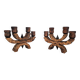 Pair of Brutalist Wooden Candle Holders