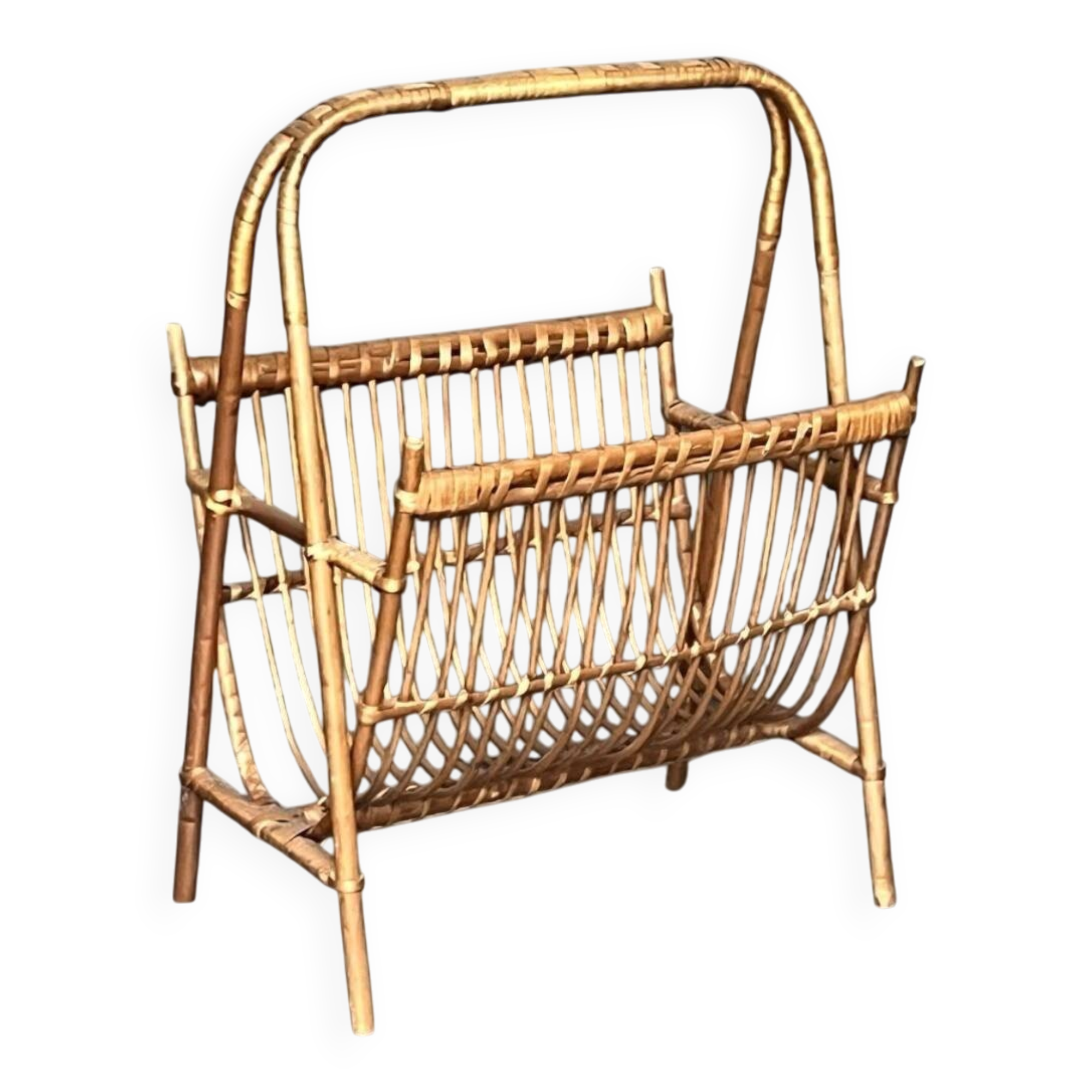 Porte revues années 60 rotin vintage