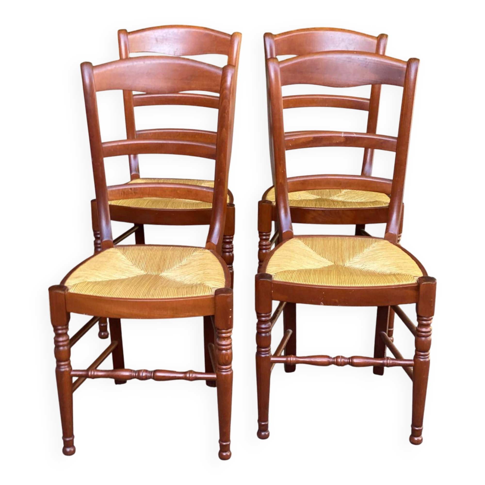 4 solid wood Louis Philippe chairs in dark cherry