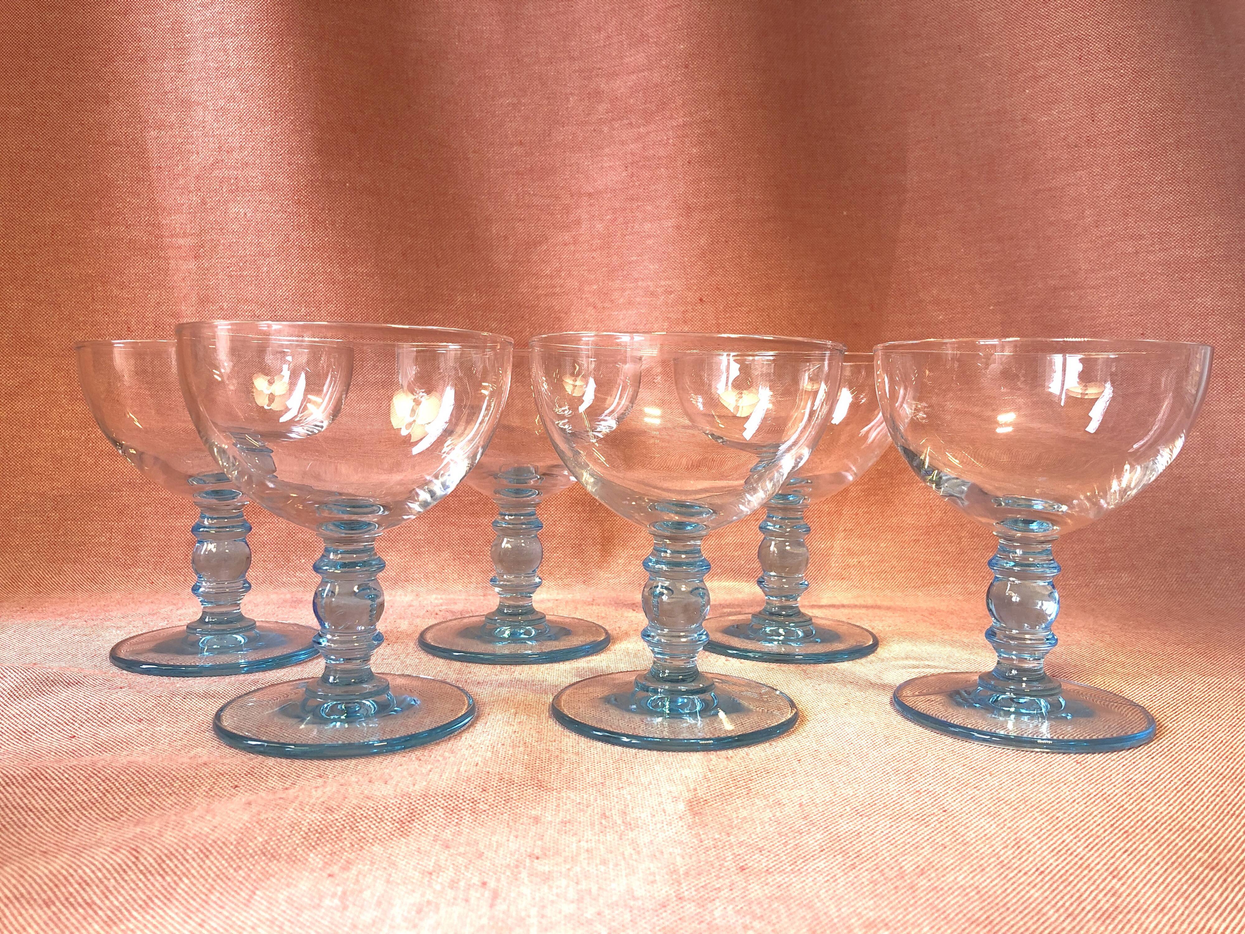 Vintage blue champagne glasses