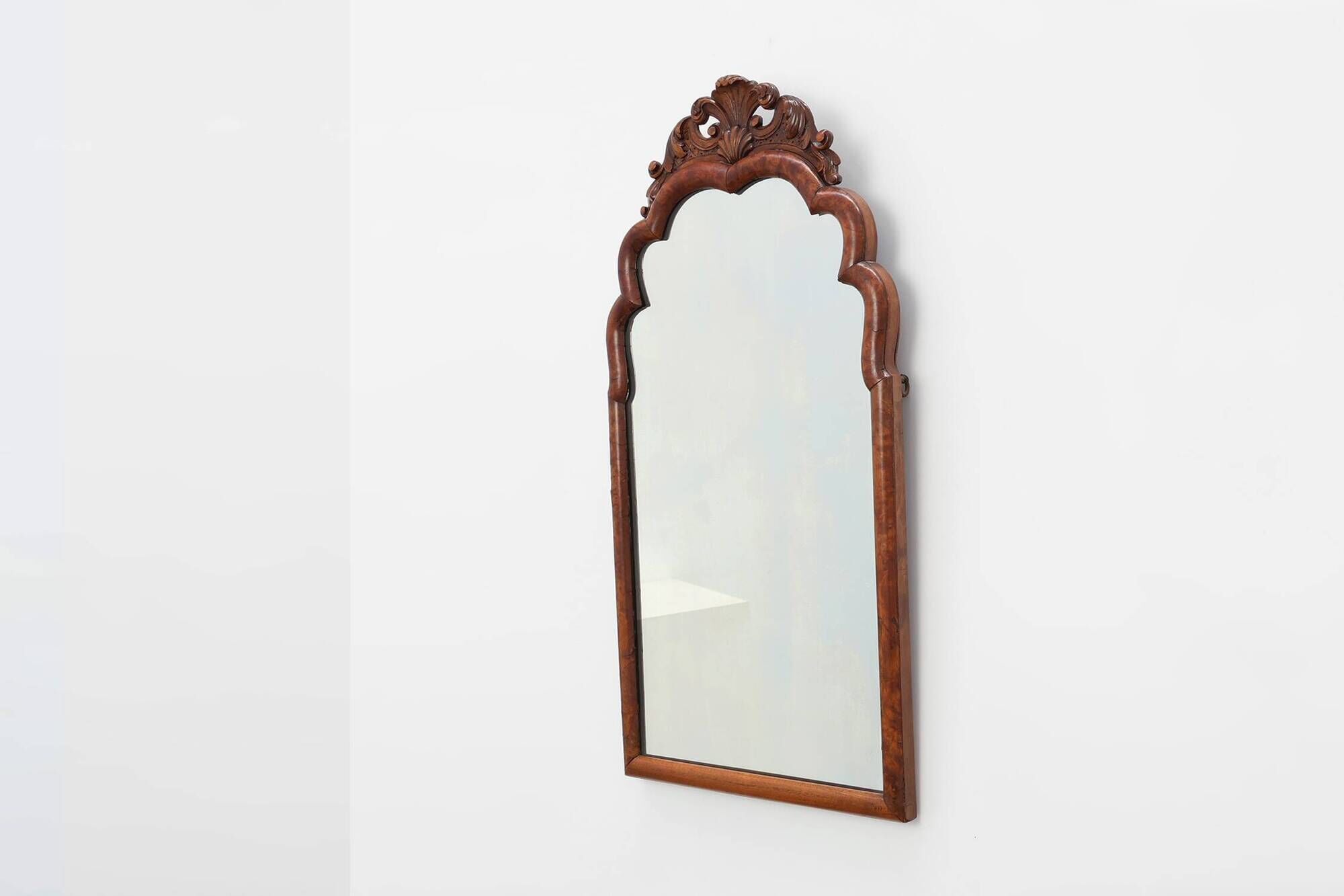 Louis XV style scalloped root veneer mirror, France late 19th century