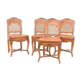 Suite of 4 Louis XV-style canne chairs