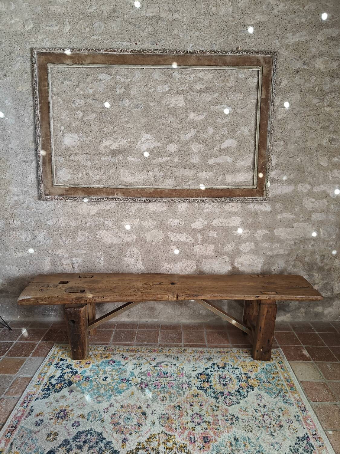 Large brutalist bench in solid oak