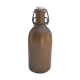 Ancient bottle brown sandstone - vintage white porcelain bouchon