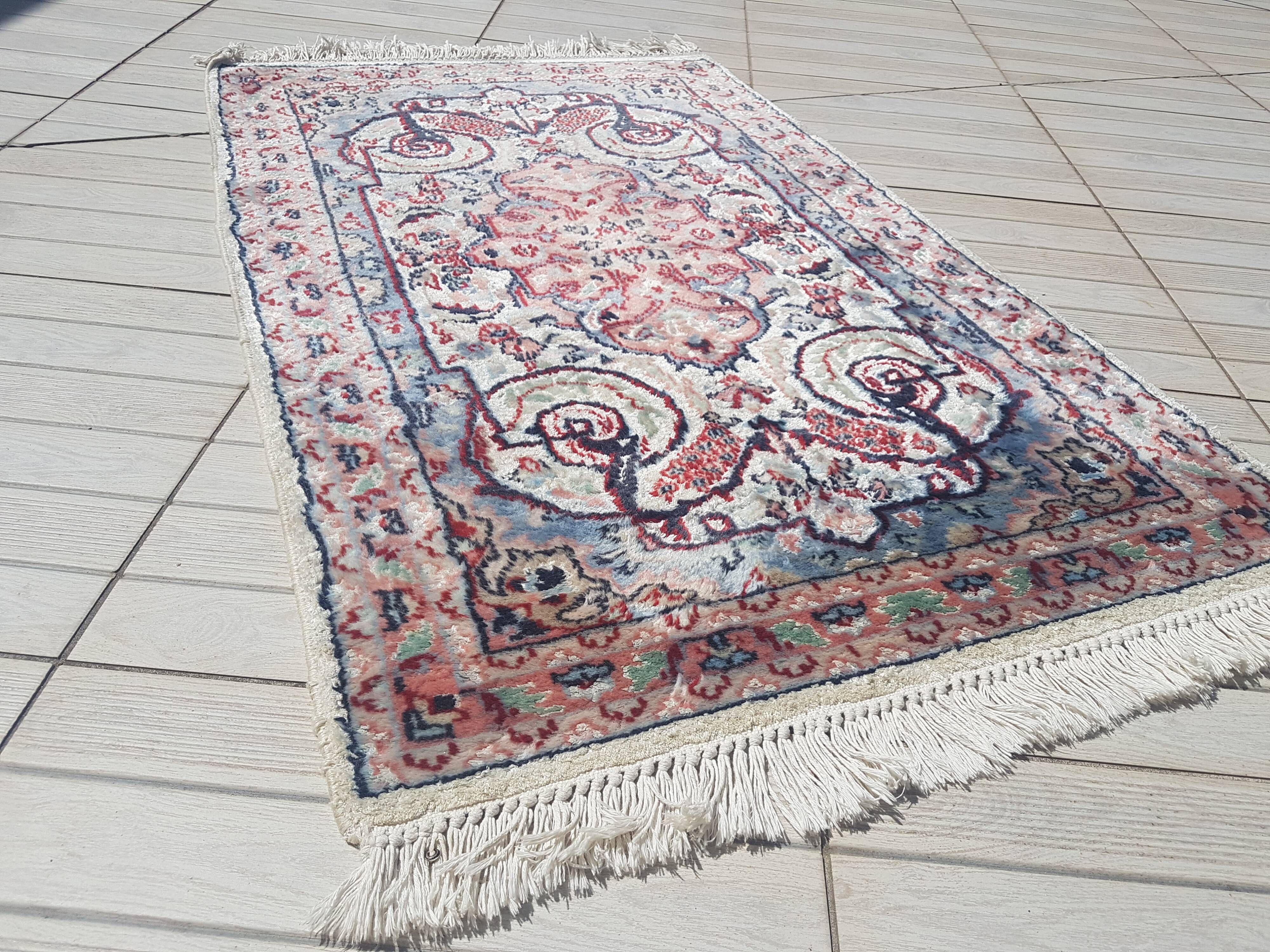 Iranian silk carpet handmade 76x131cm