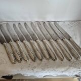 Set of 11 vintage knives, steel blades and silver handles