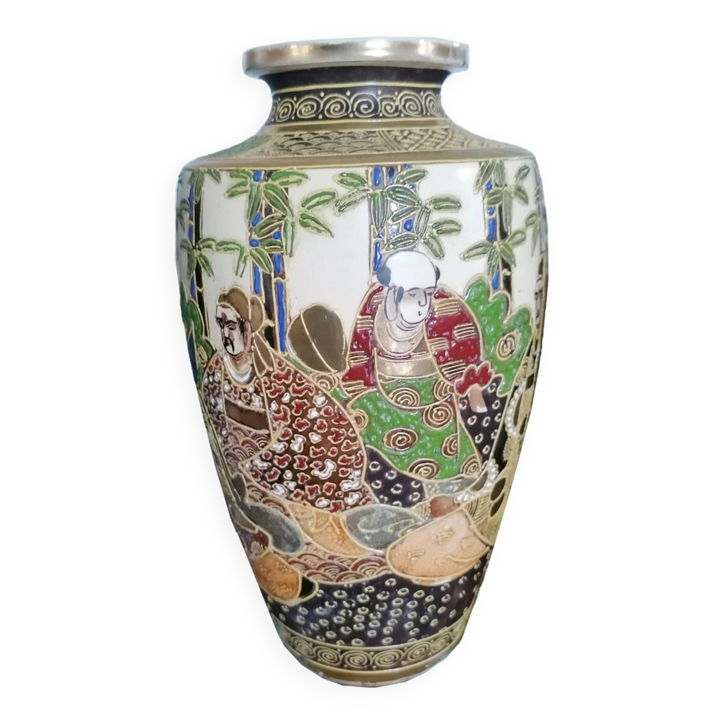 Ensemble De 3 Pièces En Céramique Japonaise Style Satsuma - Occasion, Décoration Vintage