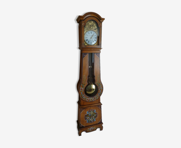Horloge comtoise polychromé de fleurs