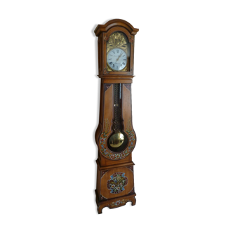 Polychrome comtoise clock of flowers