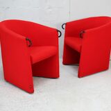Pair of red Arflex armchairs. Italy, circa 1980