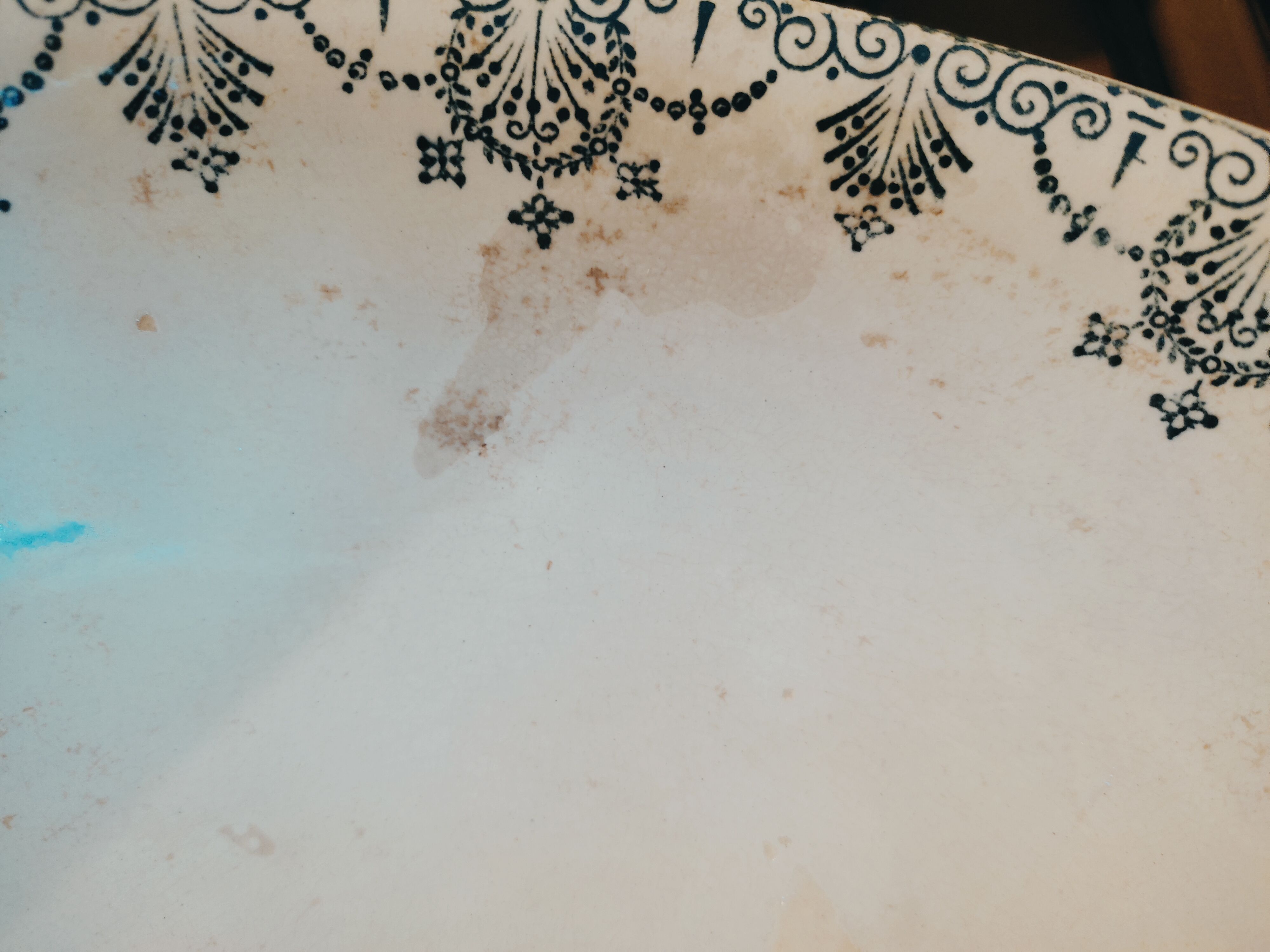 Old bowl in pedestic tiles