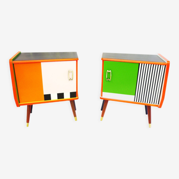 Pair of colorful bedside tables