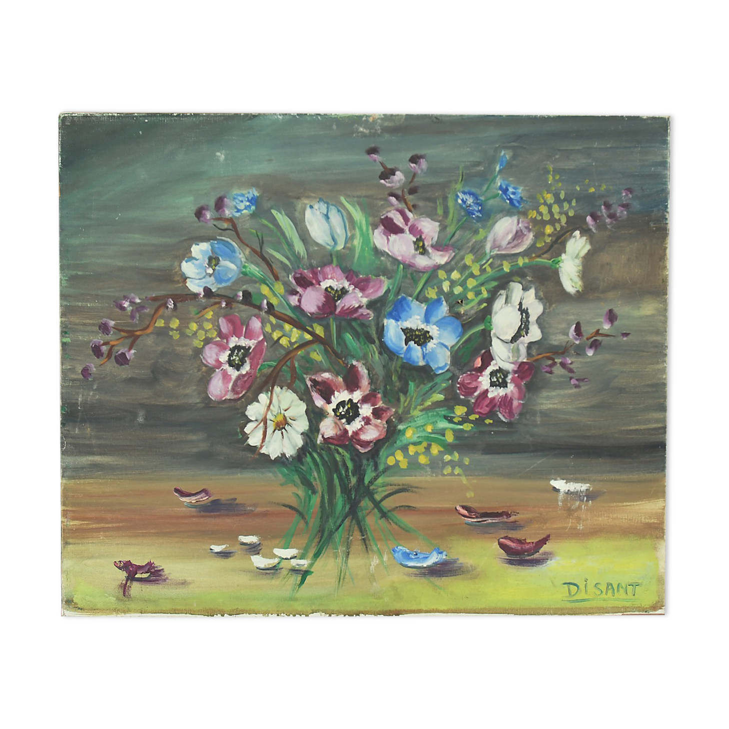 Huile sur toile bouquet de fleurs